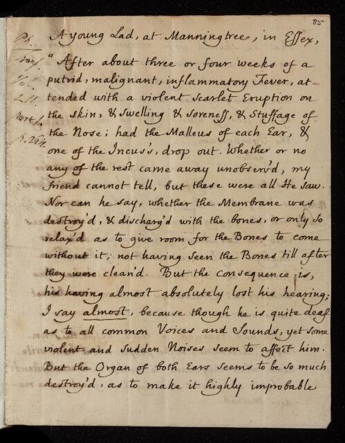 Paper, 'On the loss of Malleus and an Incus after a putrid fever' by ...